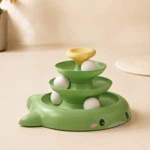 3-level cat ball track toy - turtle-shaped spinning ball toy for cats