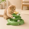 Cat playing with 3-level cat ball track toy