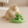Fluffy cat batting at ball on cat ball track toy