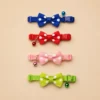 Blue, red, pink and green adjustable cat bow tie collars with bells