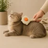 Brushing a grey tabby cat with the Self-Cleaning Cat Grooming Brush