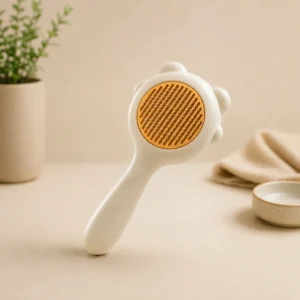Self-Cleaning Cat Grooming Brush with round bristle head and release button